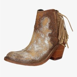 LIBERTY Black Cobre Cowboy cowgirl western studded fringe boots size 8